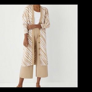 NWT Ann Taylor zebra stripe v neck maxi cardigan.